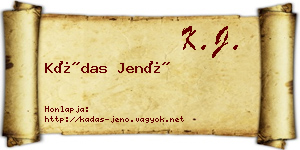 Kádas Jenő névjegykártya