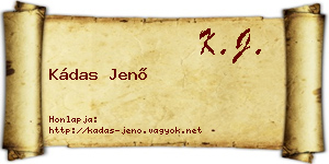 Kádas Jenő névjegykártya